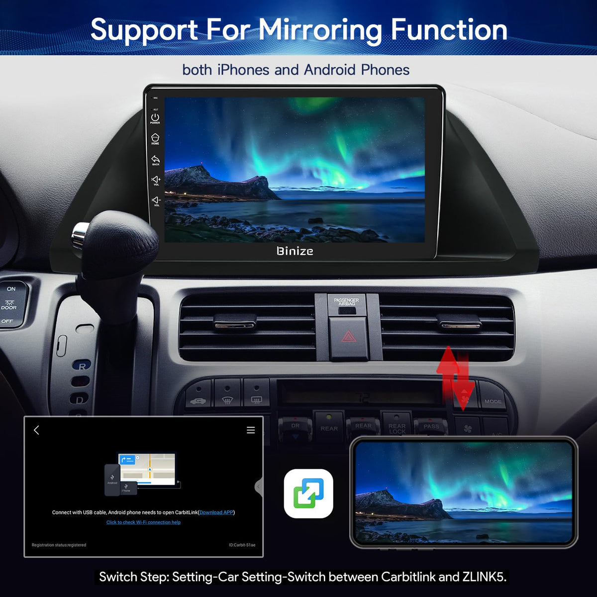 BINIZE Car Stereo Radio Android 13 Compatible with Honda Odyssey 2005-2010