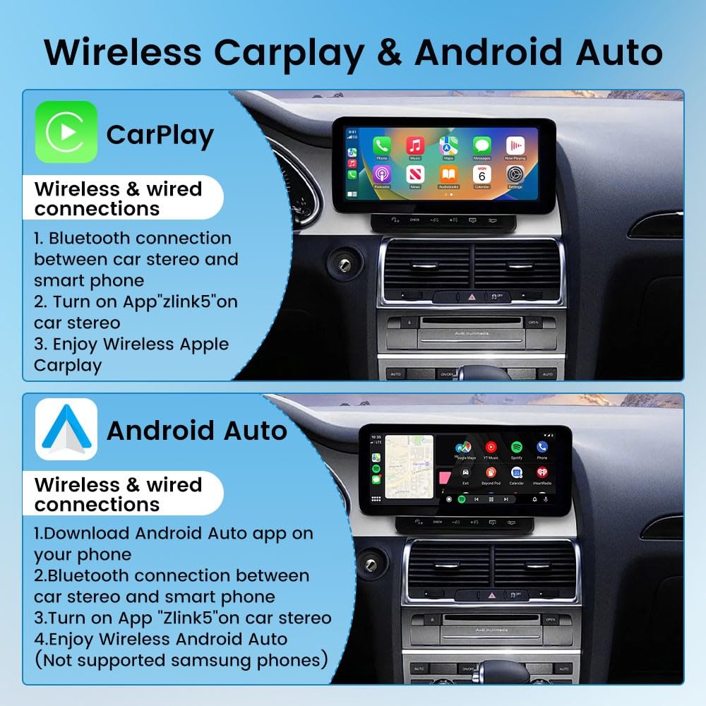 for Audi Q7 2006-2009 10.25" Octa Core 8G+128G Car CarPlay Android Auto Navigation Android Stereo GPS Radio Display IPS Touchscreen Headunit Tablet Media Player