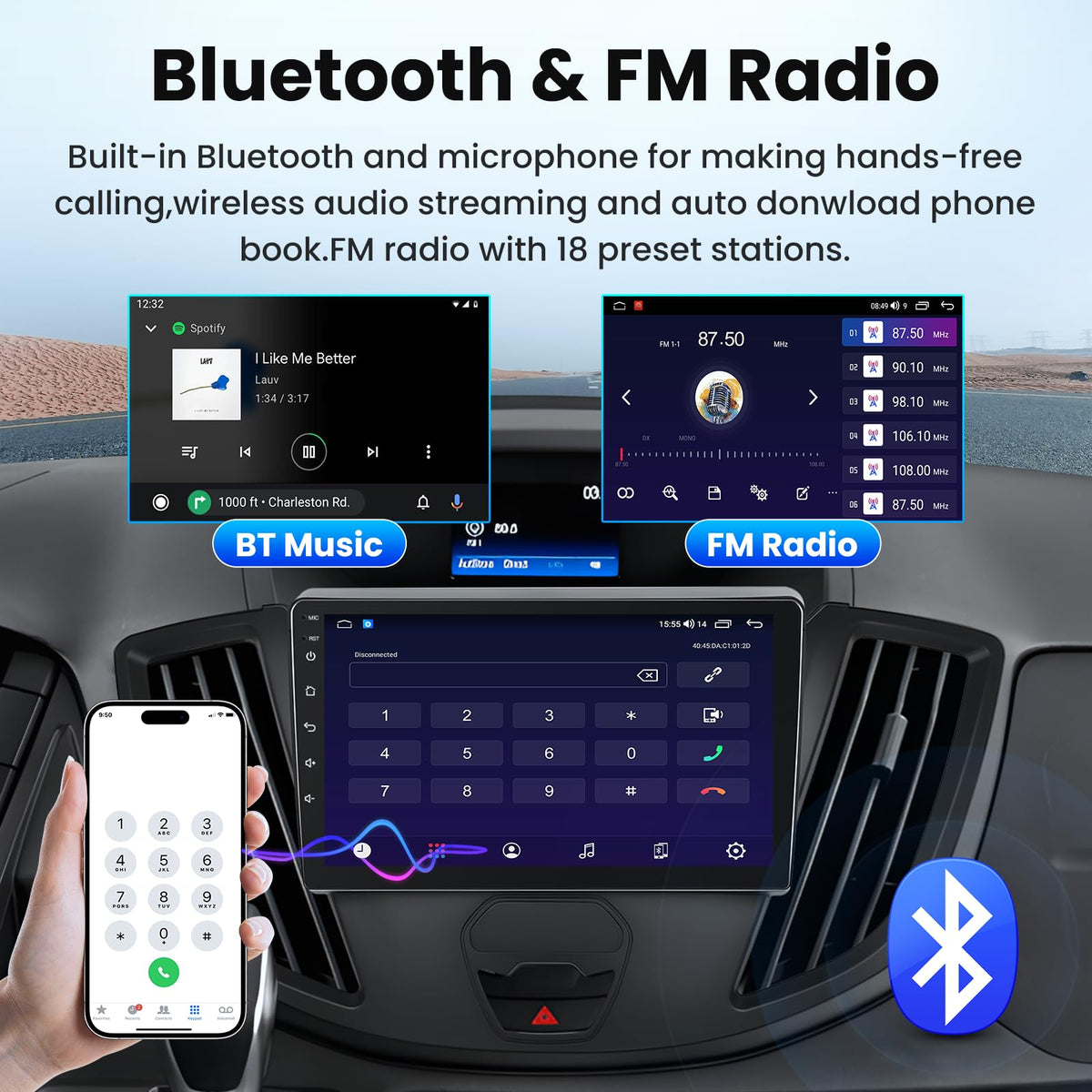 4-Core 64GB Car Radio Stereo Upgrade for Ford Transit 150 250 350 2015-2019