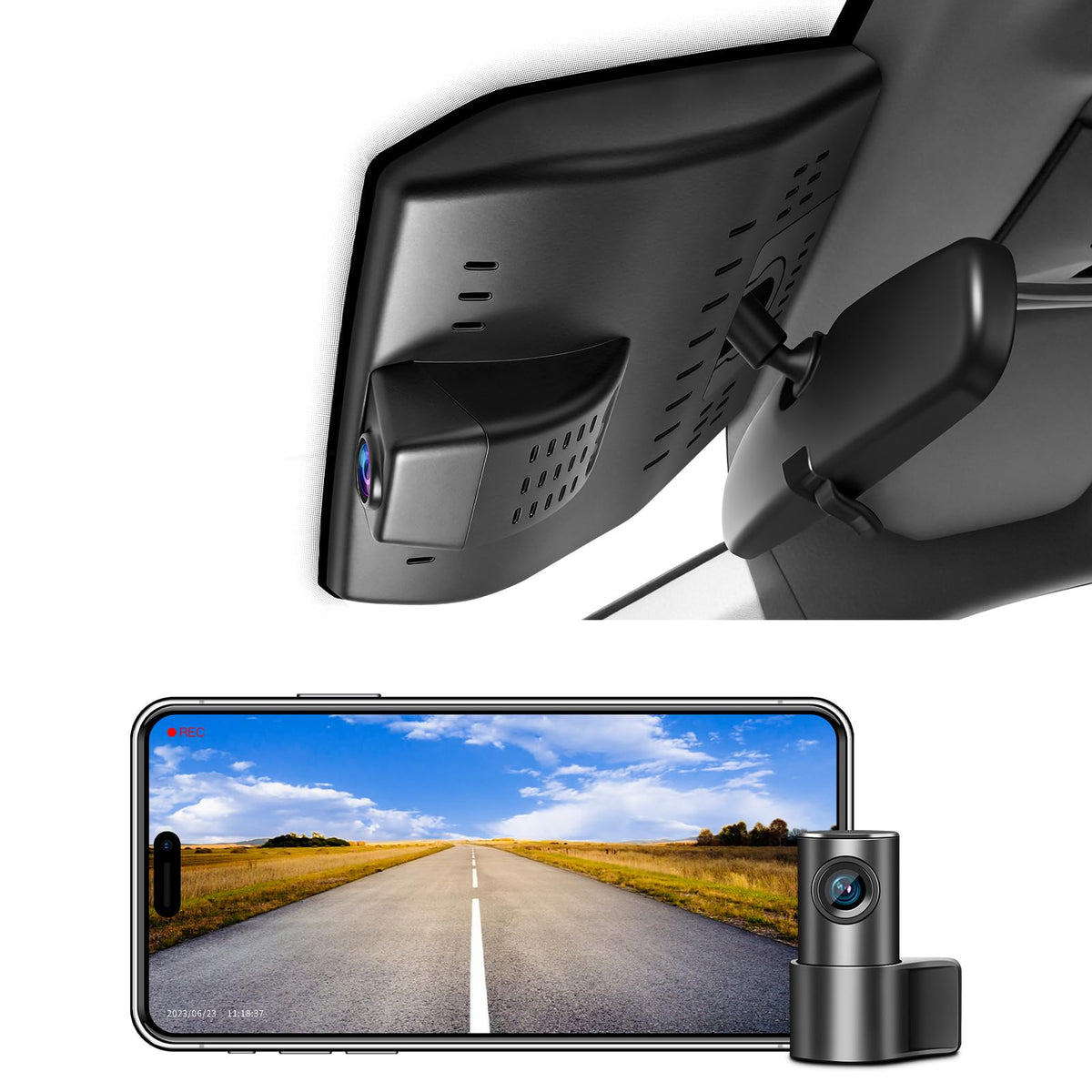 4K Front & 2K Rear 2 Channel HDR Dash Cam for Toyota Prius 2023-2026