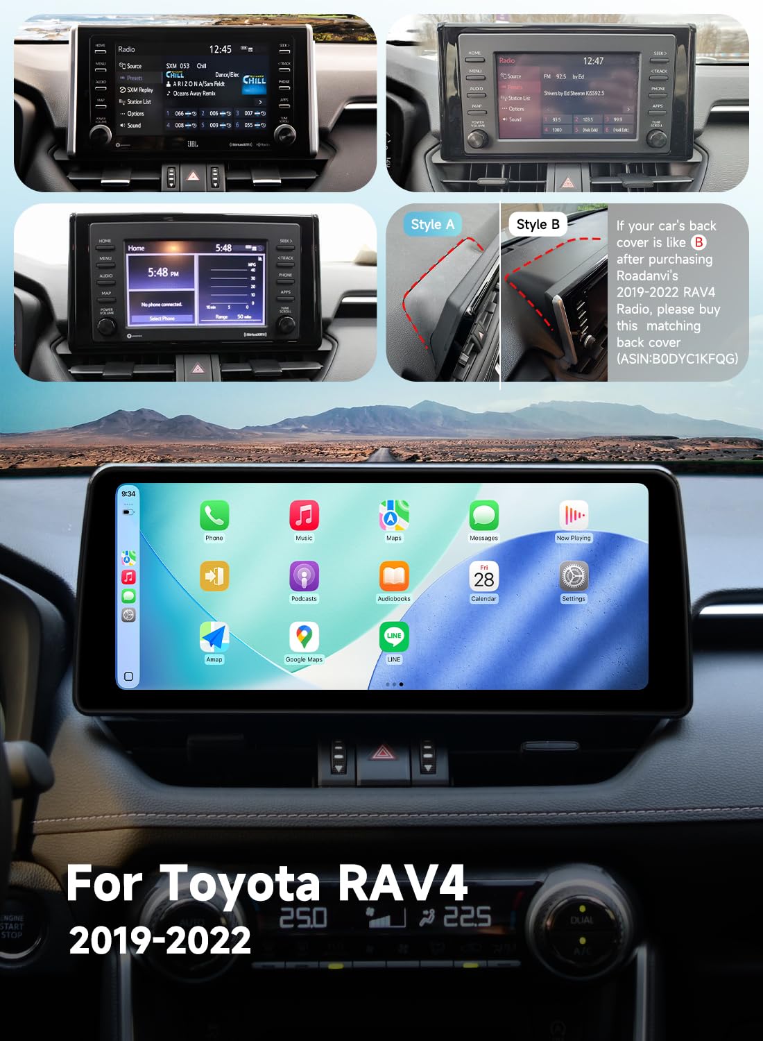 12.3" Head Unit for Toyota RAV4 2019-2022 Carplay Android Auto
