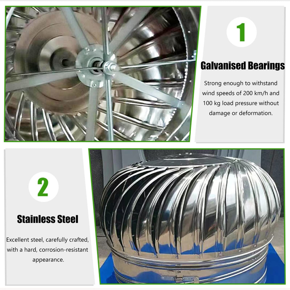 Stainless Steel Round Wind Turbine Ventilator with Fittings