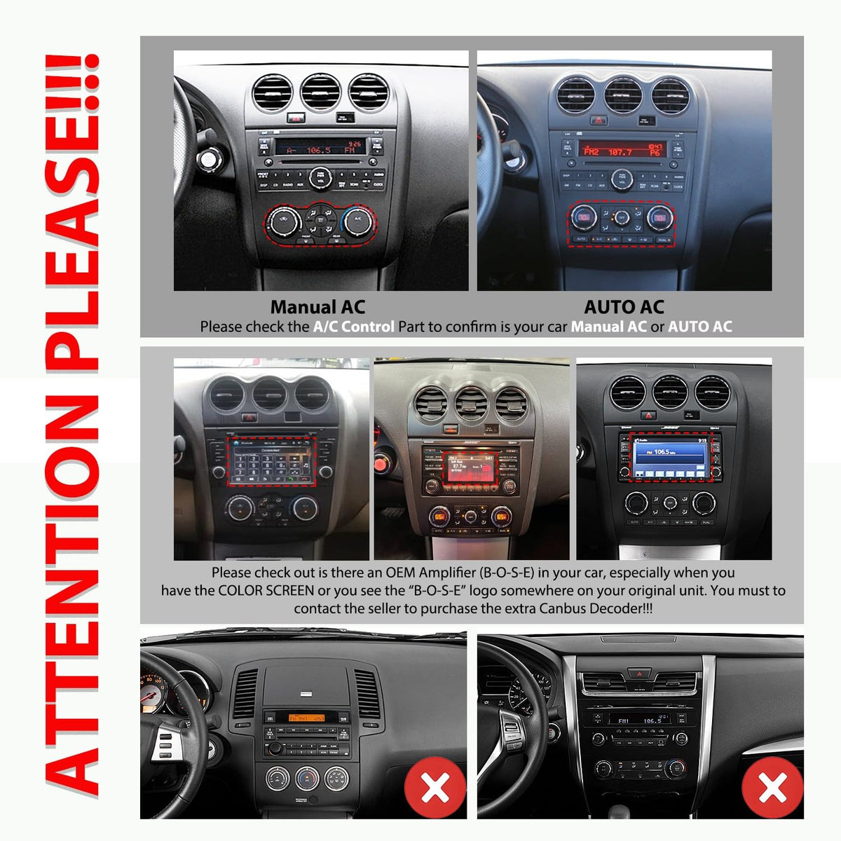 for Nissan Altima 2007-2012 Manual AC Car CarPlay Android Auto Navigation Stereo GPS Radio Reverse Camera Display 9" IPS Touchscreen Headunit Tablet Pad Media Player, if Applicable Quad Core 4G+64G