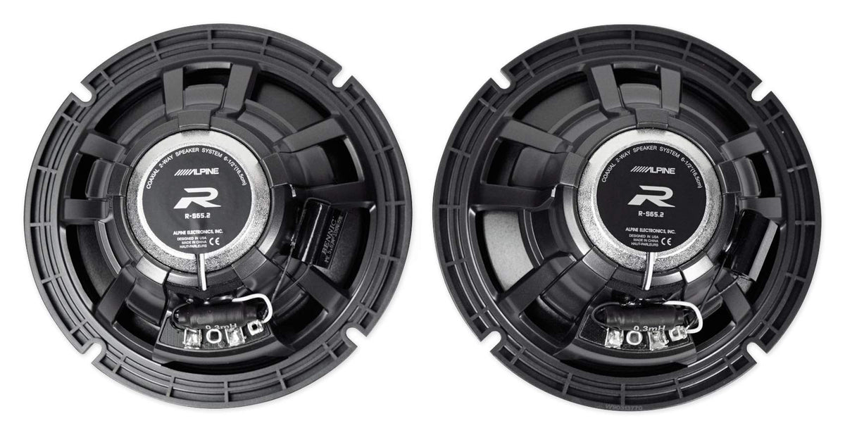 Alpine Pair R-S65.2 300 Watt 6.5" Car Audio Coaxial 2-Way Speakers Bundle with METRA 72-9300 Speaker Harness Connector Compatible with 2000-2004 Subaru Outback