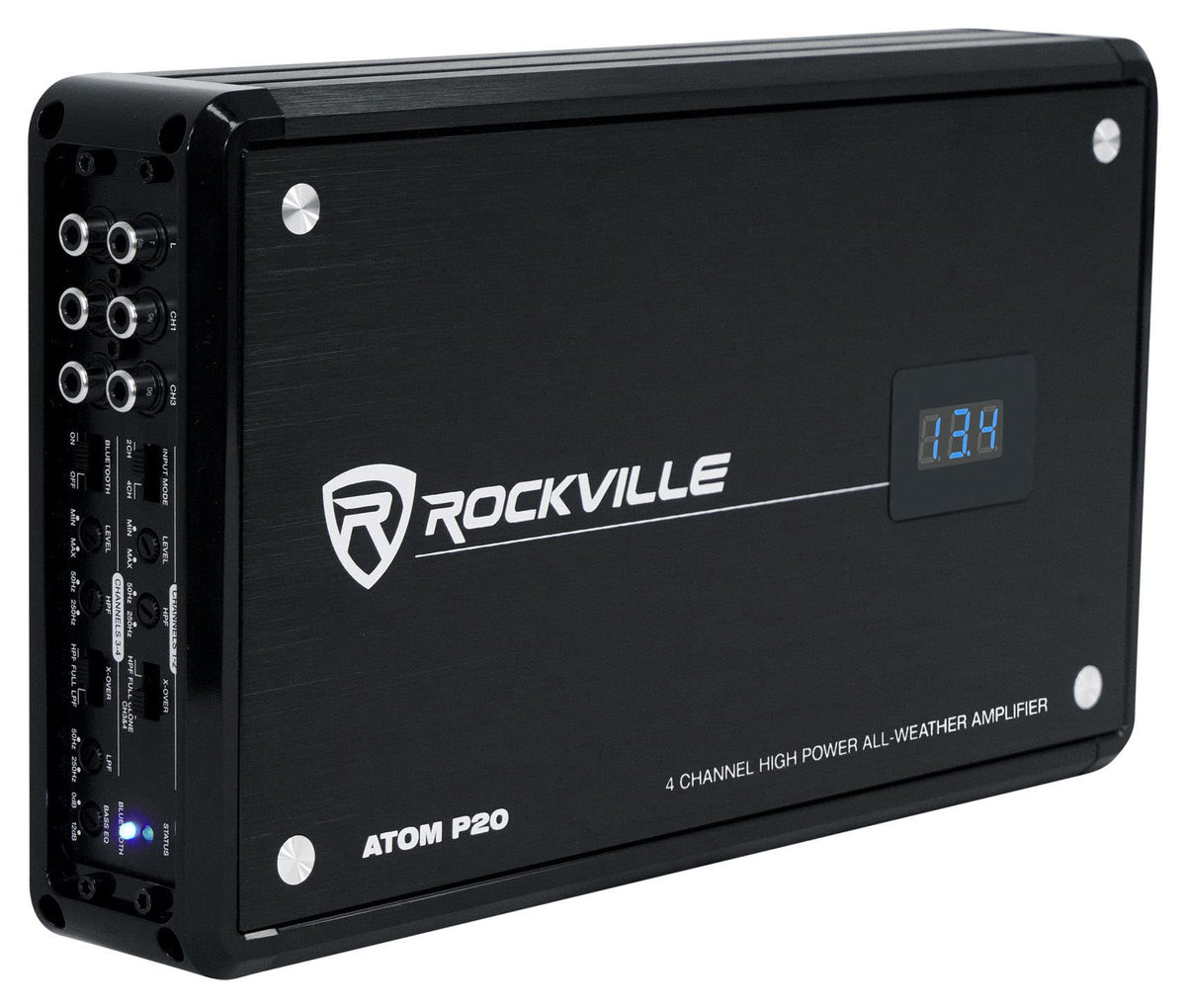 Rockville Atom P20 4-Channel Bluetooth Car Audio Amp with RWK42 Wiring Kit