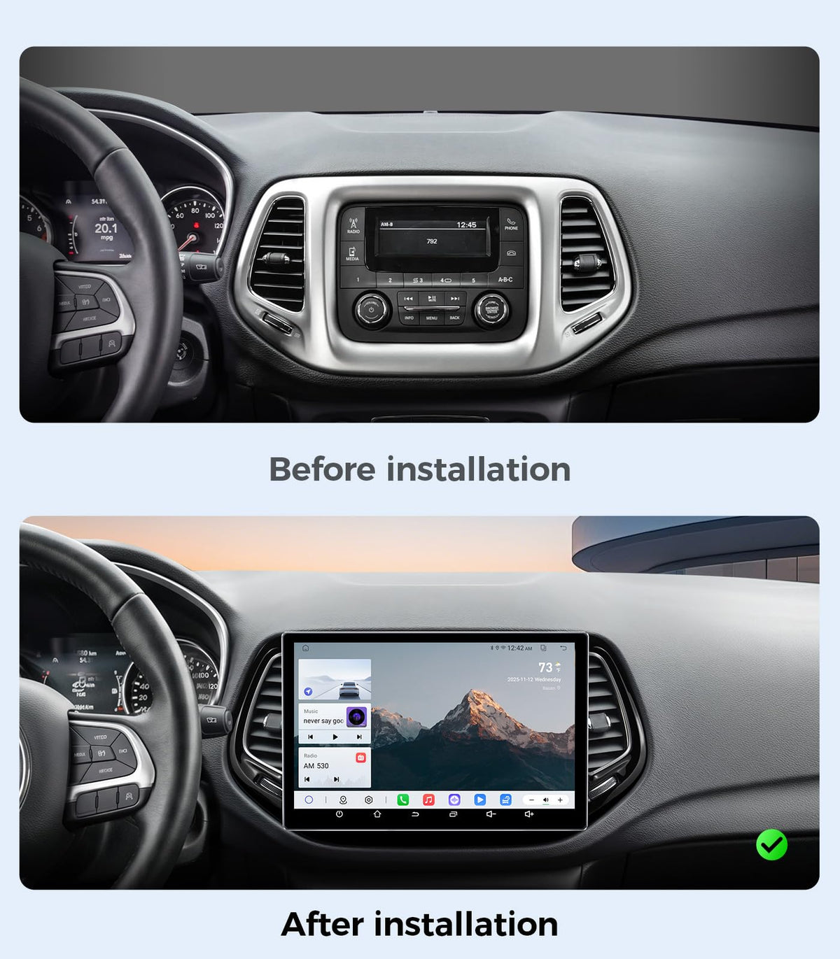 11.5'' Car Radio Stereo for Jeep Compass 2017-2020