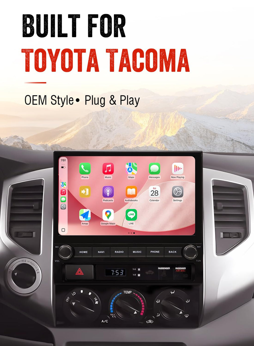 Dasaita 10.2" QLED Car Stereo for Toyota Tacoma 2005-2015