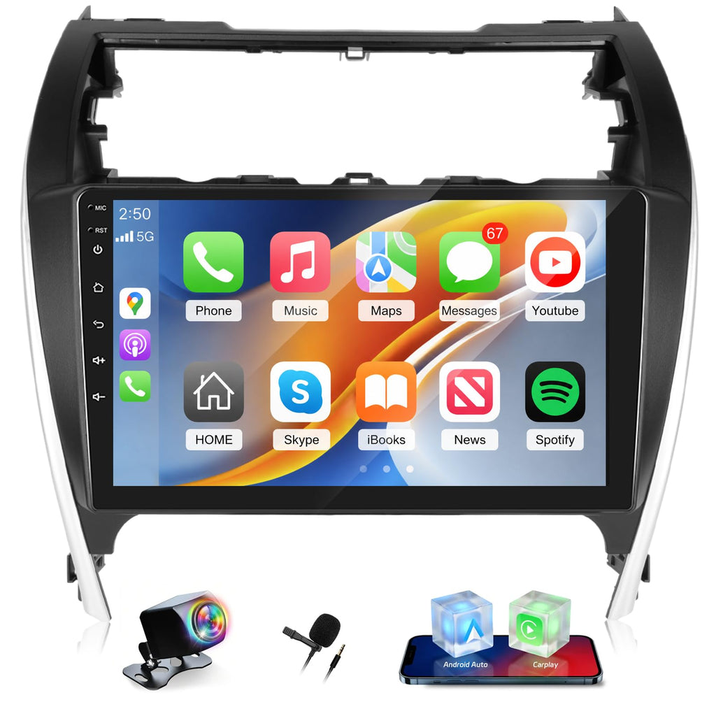 [8 Core 4+64] Android 13 Car Stereo for Toyota Camry 2012 2013 2014-10 inch IPS Touchscreen Radio with Carplay & Android Auto - 4G SIM Card/DSP 32EQ / FM AM RDS/Bluetooth 5.1 + AHD Backup Camera