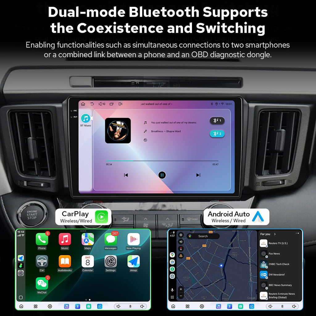 JOYING Car Radio for Toyota RAV4 2013-2018 Android 13 Head Unit 9.5" 2K QLED Touch Screen Car Stereo 12GB+256GB with Carplay & Android Auto, GPS Navigation, Bluetooth, SWC, AM/FM(JY-TT186N12)