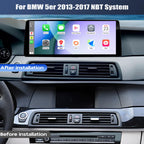 12.8inch (8Core 4G+64GB) Car Stereo Radio for BMW 5er 2013-2017 NBT System with Wireless Carplay Android Auto, 2K IPS Touch Screen 5G WiFi GPS Navigation Bluetooth DSP SWC Backup Camera