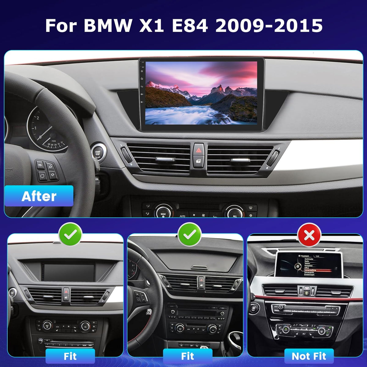 NHOPEEW [4+64G] for BMW X1 E84 2009-2015 Upgrade Android 15 Radio, 10.1 inch IPS Touchscreen Car Stereo - Wireless Carplay and Android Auto, Custom Homepage, 5G/WiFi, GPS, DSP/EQ, SWC + Backup Camera