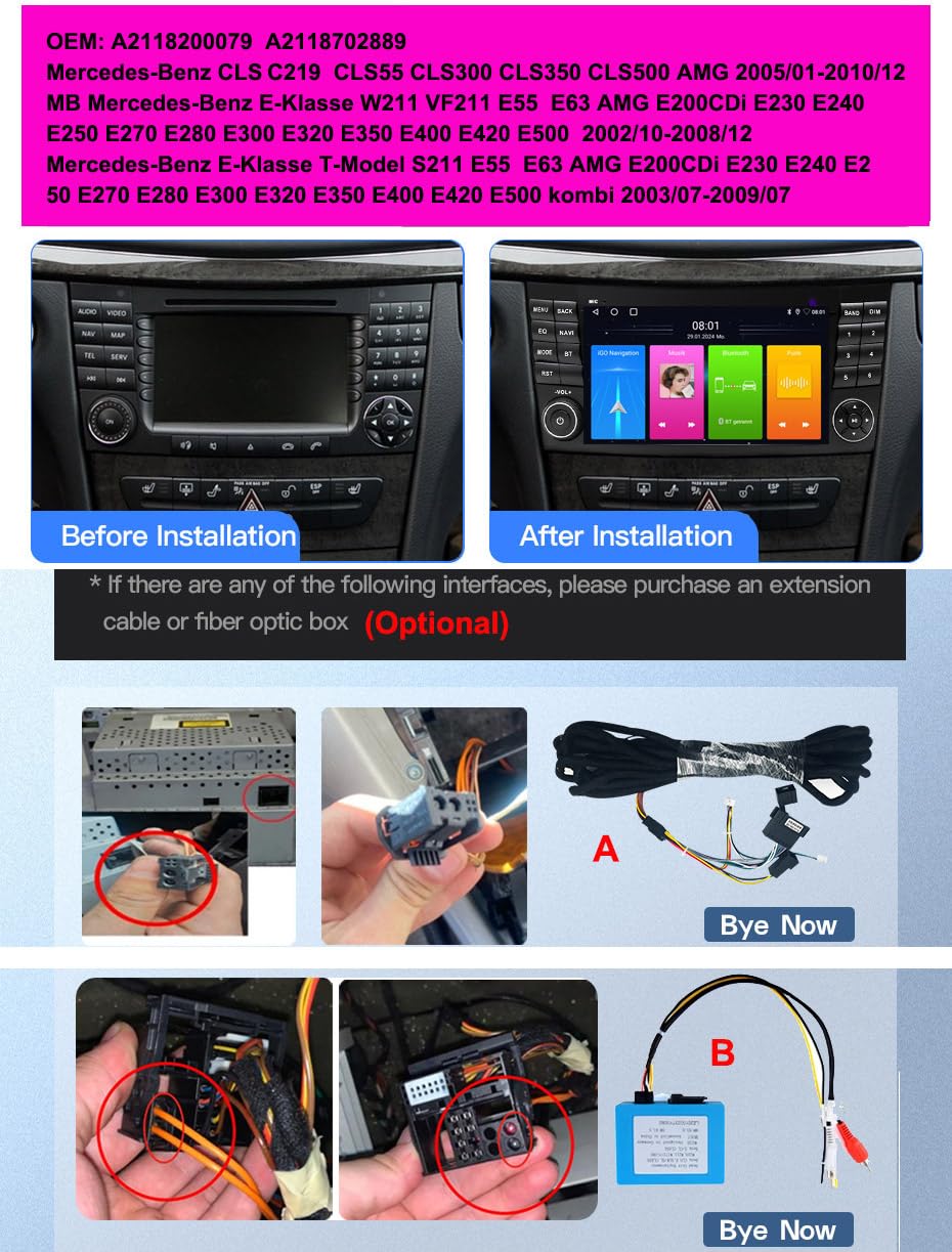 7 Inch Android Car Radio with GPS Navigation + HD Car Reversing Camera Replacement for Mercedes Benz C E Class W203 E W211 CLS Class W219 CLK W209 SL R230 R171 C219 S203 S21 B200 A160 GLS300 S203