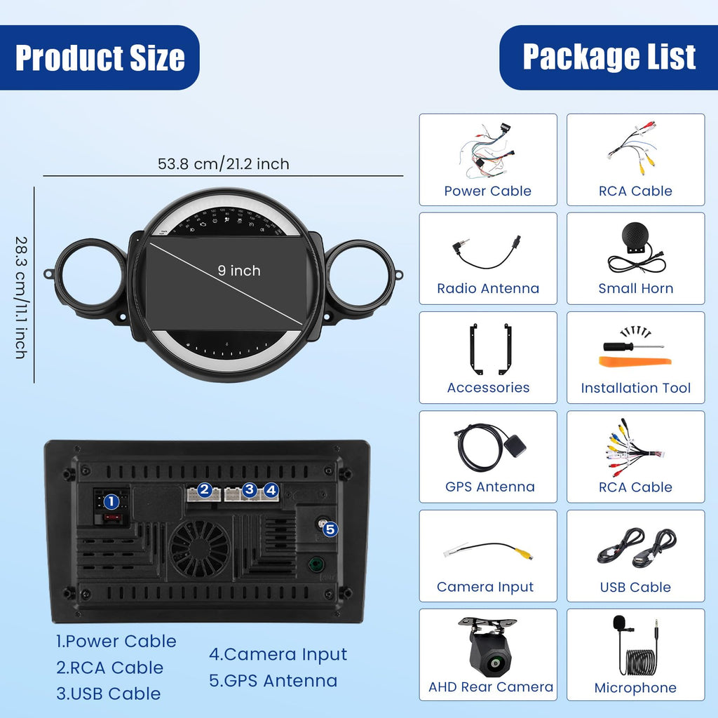 [4+64GB] Android Car Radio for BMW Mini Cooper R56 2007-2014 with 5Ghz WiFi