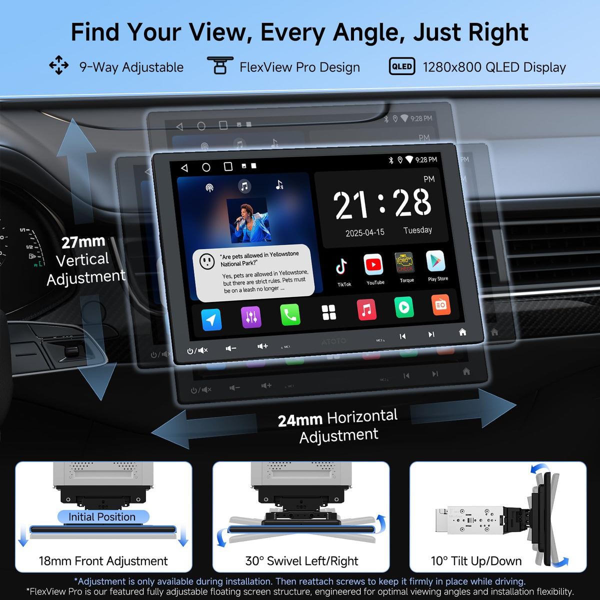 A5L 10inch QLED Android Double DIN & Single DIN Car Stereo,Wi-Fi/BT/USB