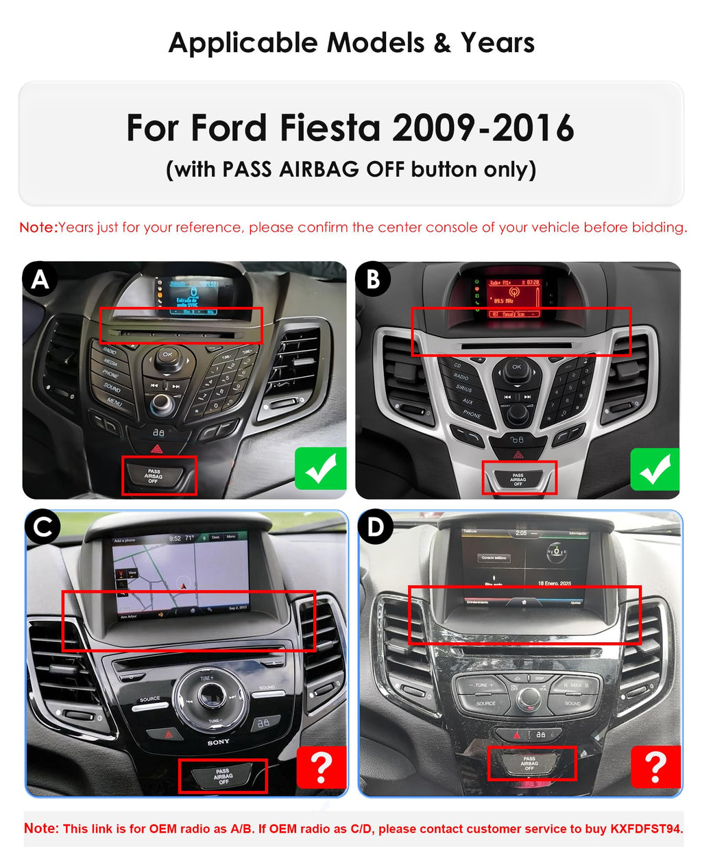 Android 14 Car Radio Stereo for Ford Fiesta (2009-2016), 2+64GB GPS Navigation Head Unit 9 inch 1280 * 720 Touchscreen with Carplay/Android Auto Bluetooth DSP SWC TPMS WiFi USB