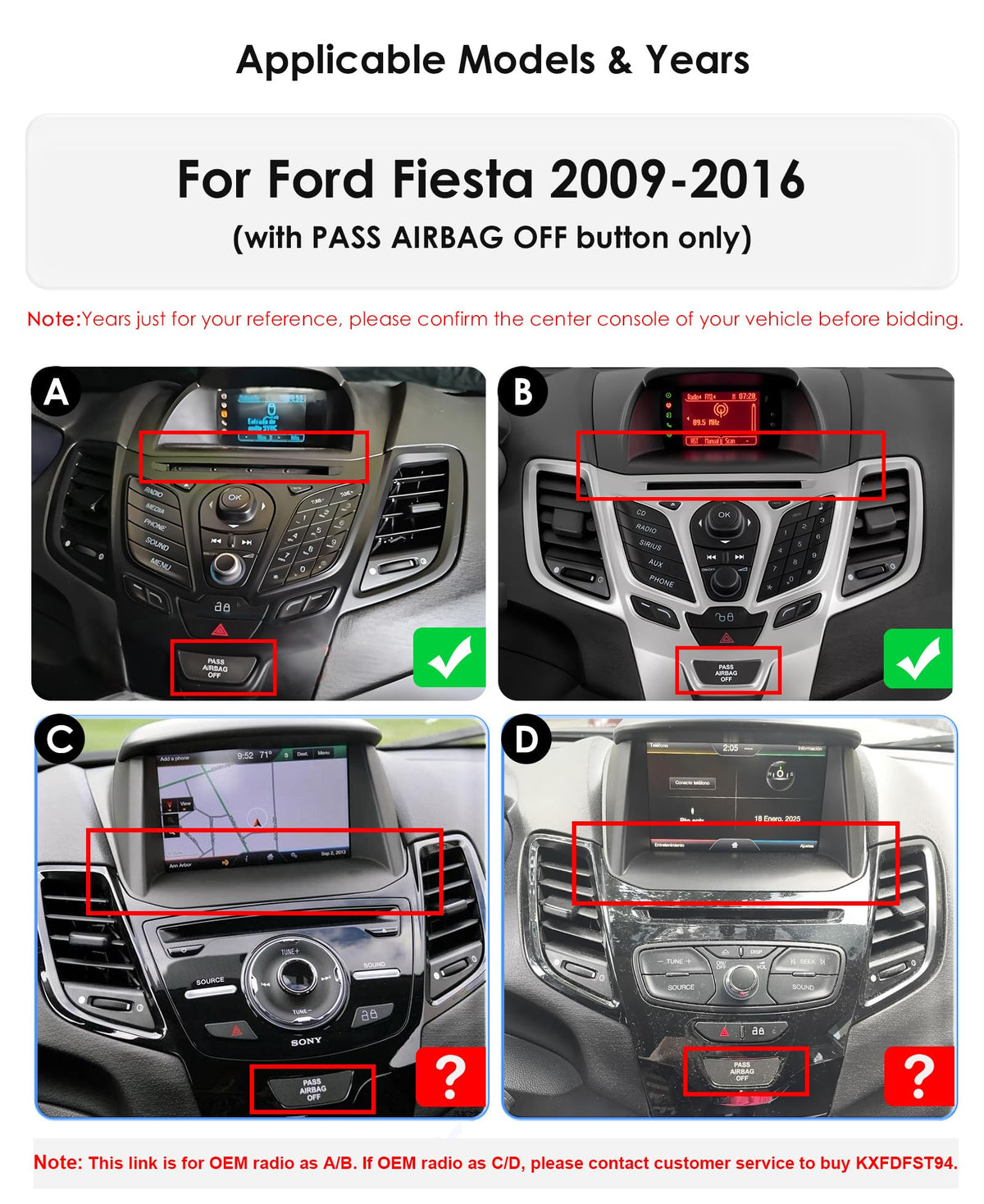 Android 14 Car Radio Stereo for Ford Fiesta (2009-2016), 2+64GB GPS Navigation Head Unit 9 inch 1280 * 720 Touchscreen with Carplay/Android Auto Bluetooth DSP SWC TPMS WiFi USB