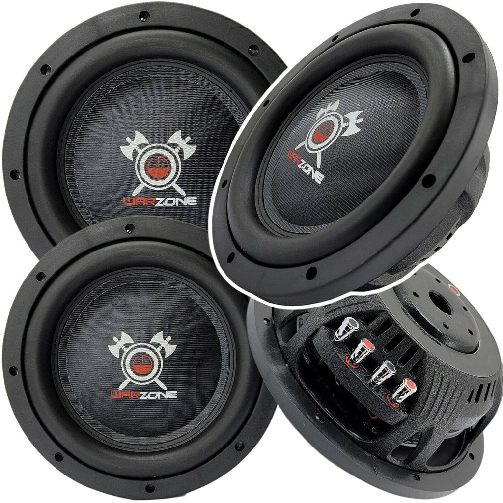 Gravity Warzone WZ10D4-1 10-Inch Shallow Car Audio Subwoofers, Dual 4-Ohm DVC, 1200W Max/400W RMS Each, Carbon Fiber Cone, 2-Pack