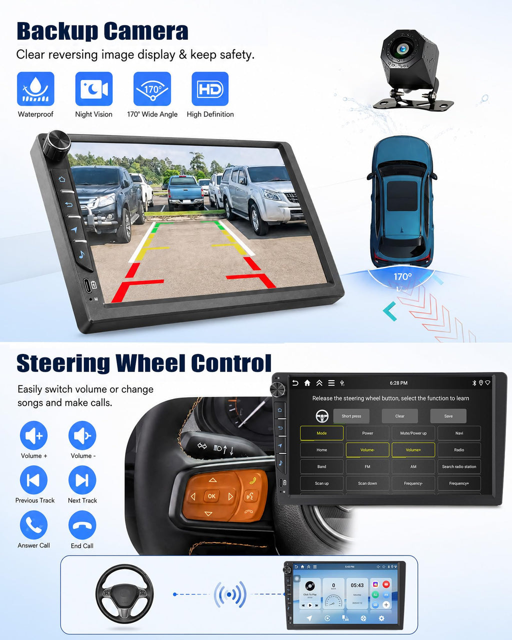 SIXTOP 4G+64G Android Car Stereo Radio for Honda Civic 2013-2017 Wireless CarPlay Android Auto Bluetooth 5.0 GPS 9 Inch HD Touch Screen WiFi FM/RDS Type-C 32EQ SWC AHD Backup Camera