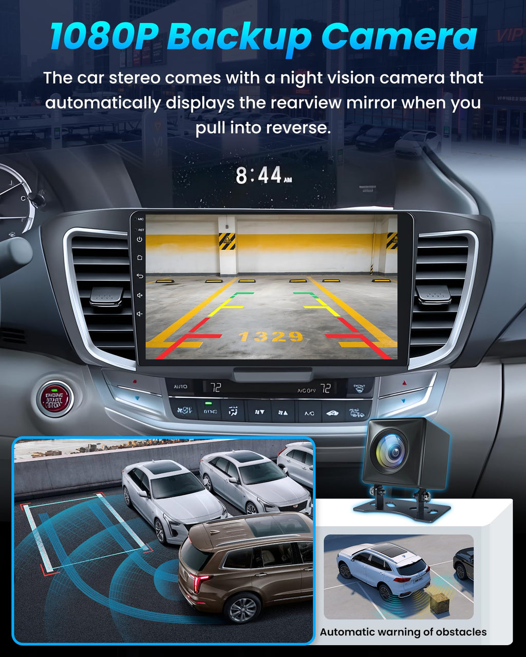 [8Core 4G+64G] Car Radio for Honda Accord 9th EX-L 2013 2014 2015: 10.1" 1280 * 800 Touchscreen Stereo with Wireless CarPlay Android Auto 5G WiFi GPS Bluetooth FM AM RDS SWC Backup Camera