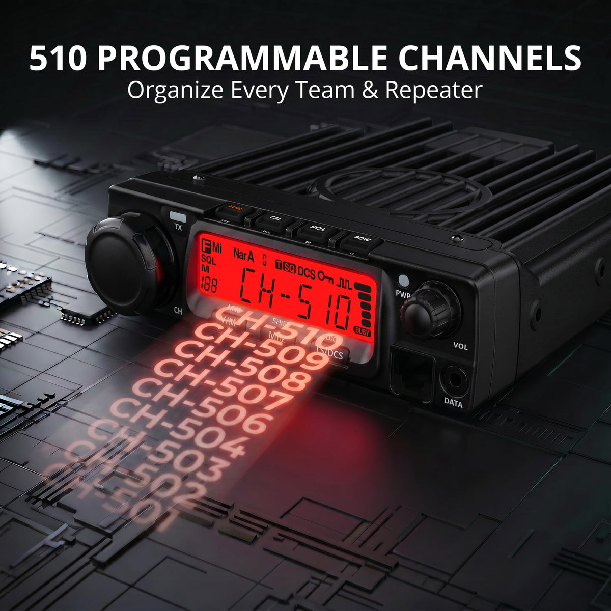 Radioddity VB70 VHF Mobile Ham Radio 70W, 510 Channels, Noise Cancelling