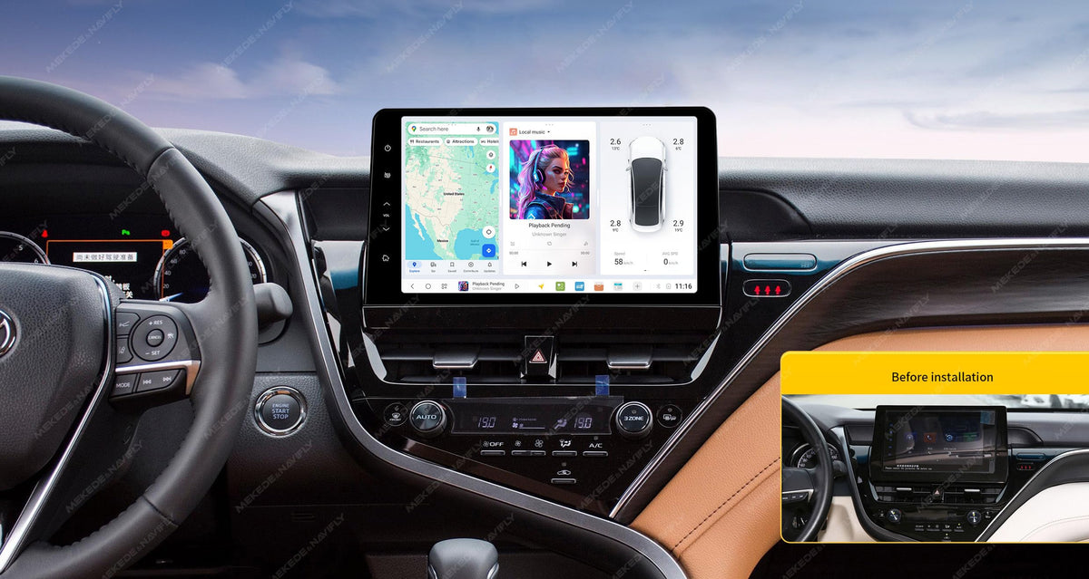 DUDUAUTO DUDU7 Car Radio for Toyota Camry 2021 2022 2023 LHD, Android 8Core 12+256GB 11.5" Touch Screen CarPlay Android Auto GPS Navigation Head Unit with Type-C Port Support 360 Camera