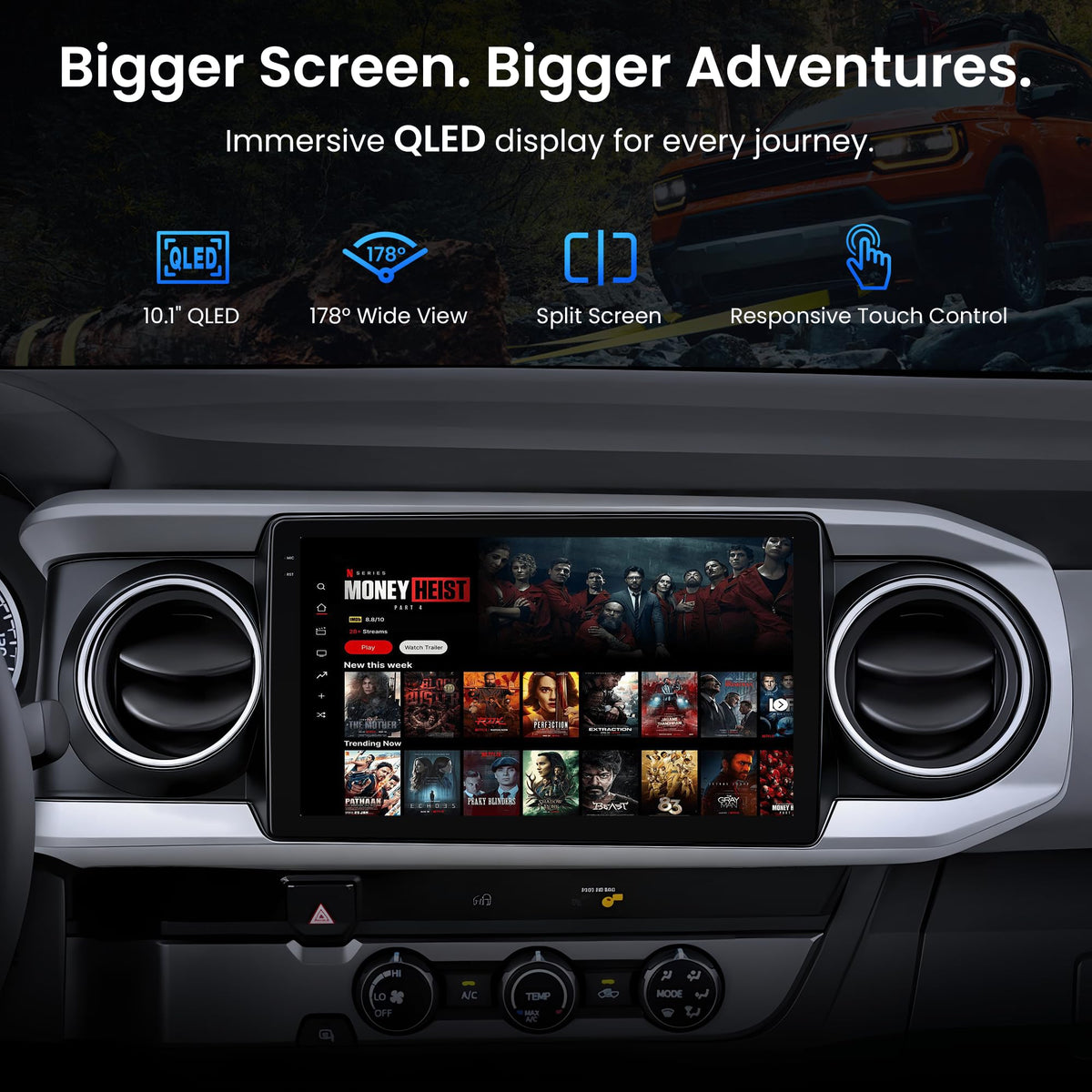 S8 Gen4 10.1" Android Car Stereo for Toyota Tacoma 2016-2023, Wireless CarPlay & Android Auto, 4G LTE, QLED Display, DSP, GPS Navigation, Bluetooth 5.1