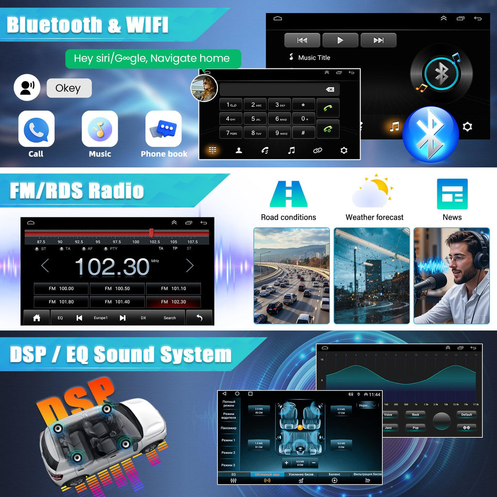 Car Stereo Radio Compatible for Ford Expedition Eddie Bauer 5.4L 2010 with Carplay Android Auto GPS Navigation 7in Touchscreen Car Radio Player with Bluetooth WiFi RDS SWC Mirror Link + Backup Camera