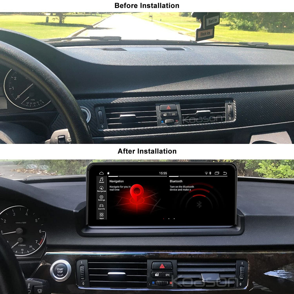 KOASON 10.25 inch Touch Screen Wireless CarPlay Android Auto Multimedia Radio Receiver for BMW 3 Series E90 E91 E92 E93 (2006-2012) with iDrive Knob Controller