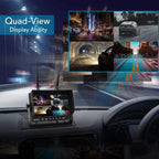 Pyle Wireless Backup Rearview Dash Camera - Waterproof Car Parking Rear View Reverse Safety Vehicle Monitor System W/Quad View 7” Video LCD, DVR Recording, Night Vision - Remote Control - PLCMTR83QIR