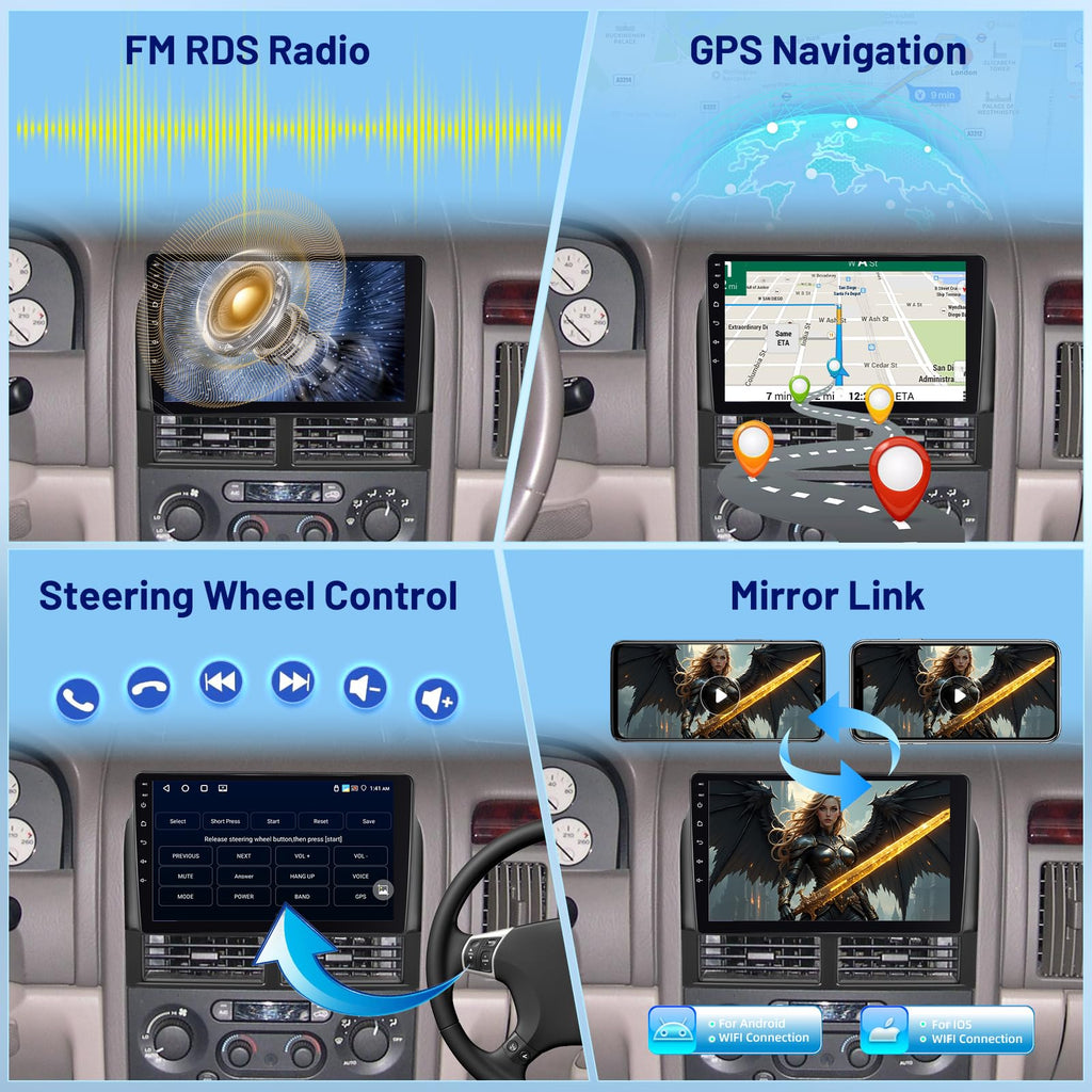 4+64GB Car Stereo Radio for Jeep Grand Cherokee 1999-2004