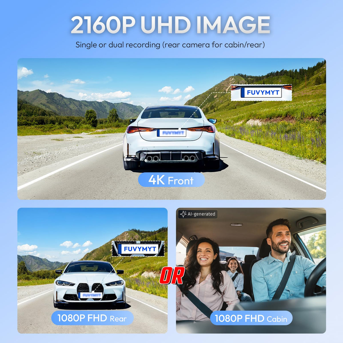 4K Dash Cam Front and Rear for Toyota Camry 2025 2026