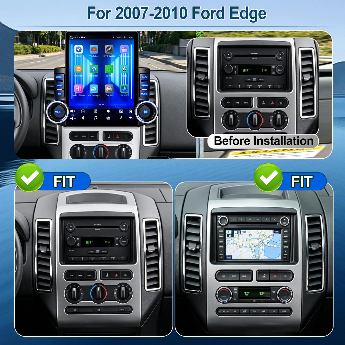 Car Stereo for Ford Edge 2007 2008 2009 2010 with Carplay/Android Auto