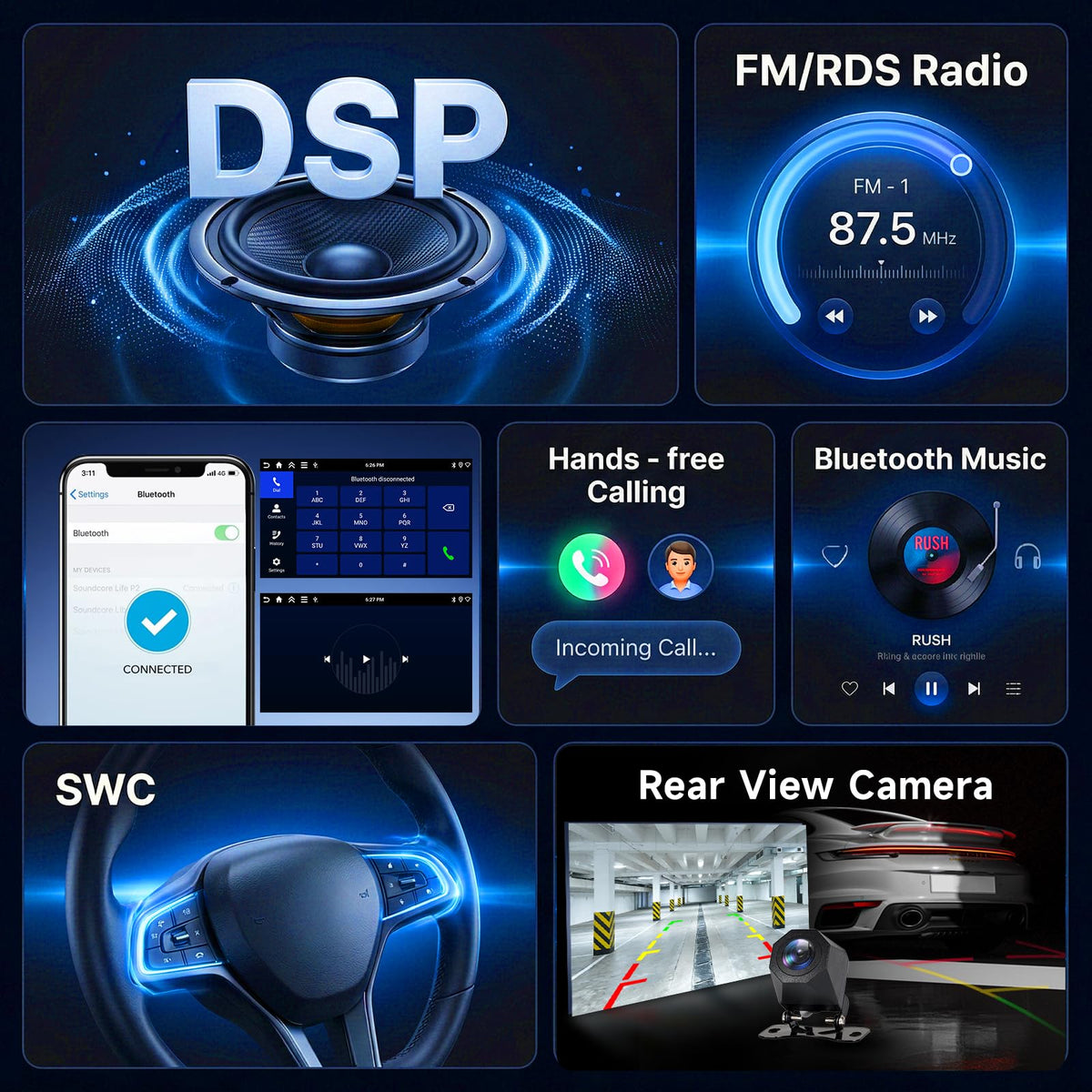 4G+64G Car Radio for Toyota Sequoia 2005-2007, 9 Inch IPS Touch Screen Radio GPS with Wireless Carplay& Android Auto 2 Din Car Radio Bluetooth DSP, WiFi, FM RDS, Type-c, Color Button Light+ Camera