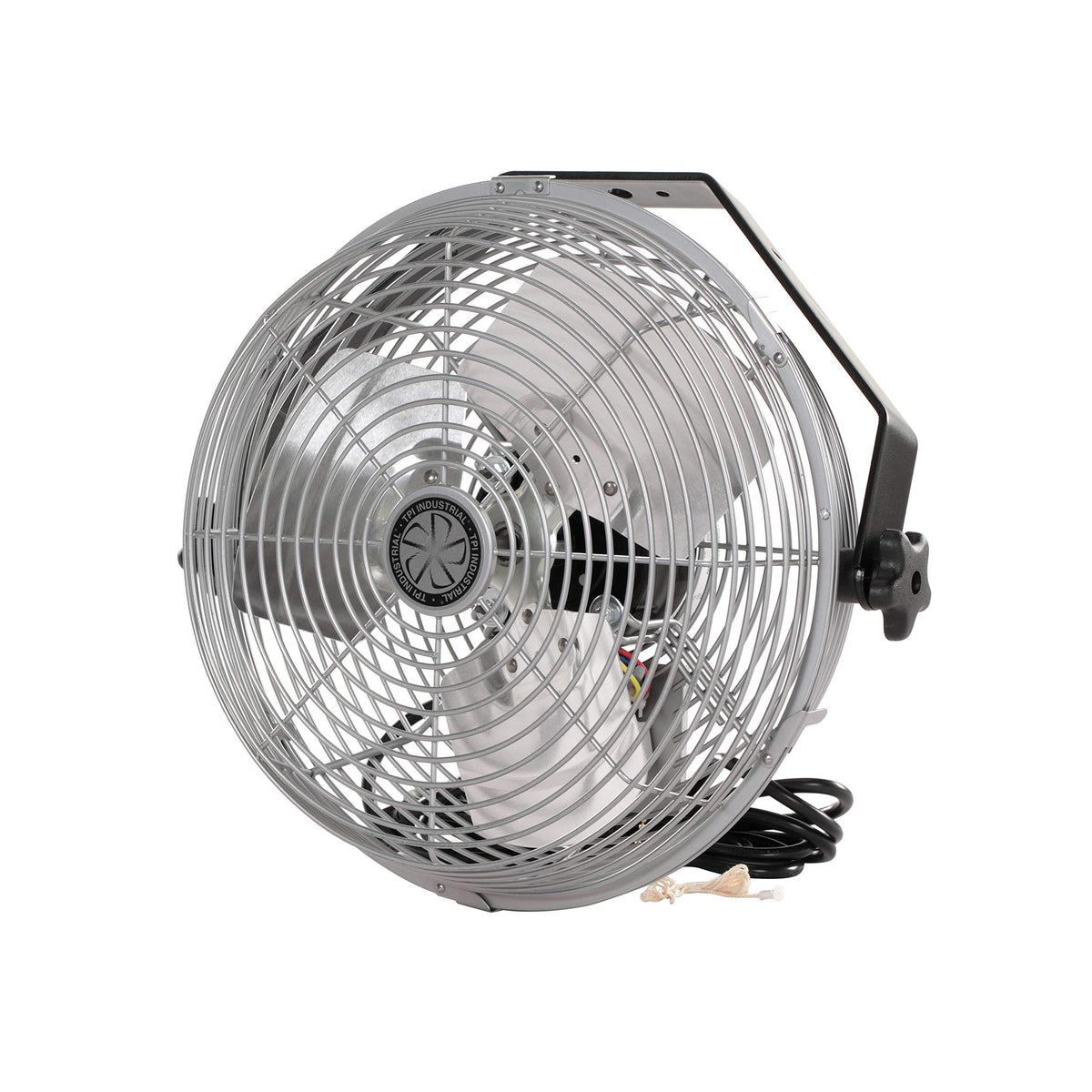 TPI Corporation U12-TE Industrial Wall Mount Ceiling Fan — 3 Speed Single Phase Commercial Fan for Workstation — 12” Hanging Metal Fan — 120v, Gray