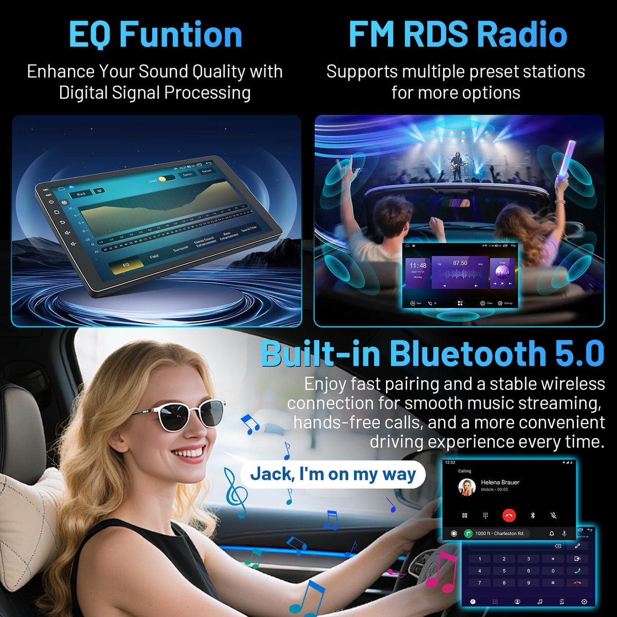 [4Core+64G] Car Radio for Toyota Camry 2015 2016 2017: 10.1 Inch 1280 * 720 HD Touchscreen Car Stereo Replacement with Wireless CarPlay Android Auto, Bluetooth GPS Navigation FM/EQ 1080P Backup Camera