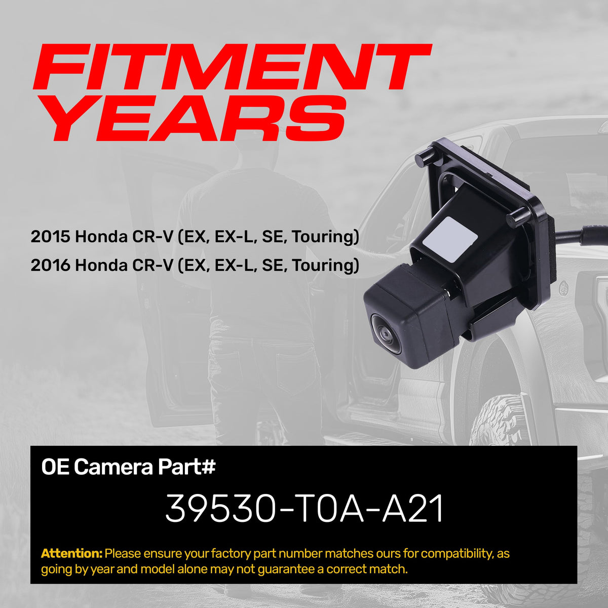 Master Tailgaters Replacement for Honda CR-V (EX, EX-L, SE, Touring Model) 2015-2016 Backup Camera OE Part # 39530-T0A-A21