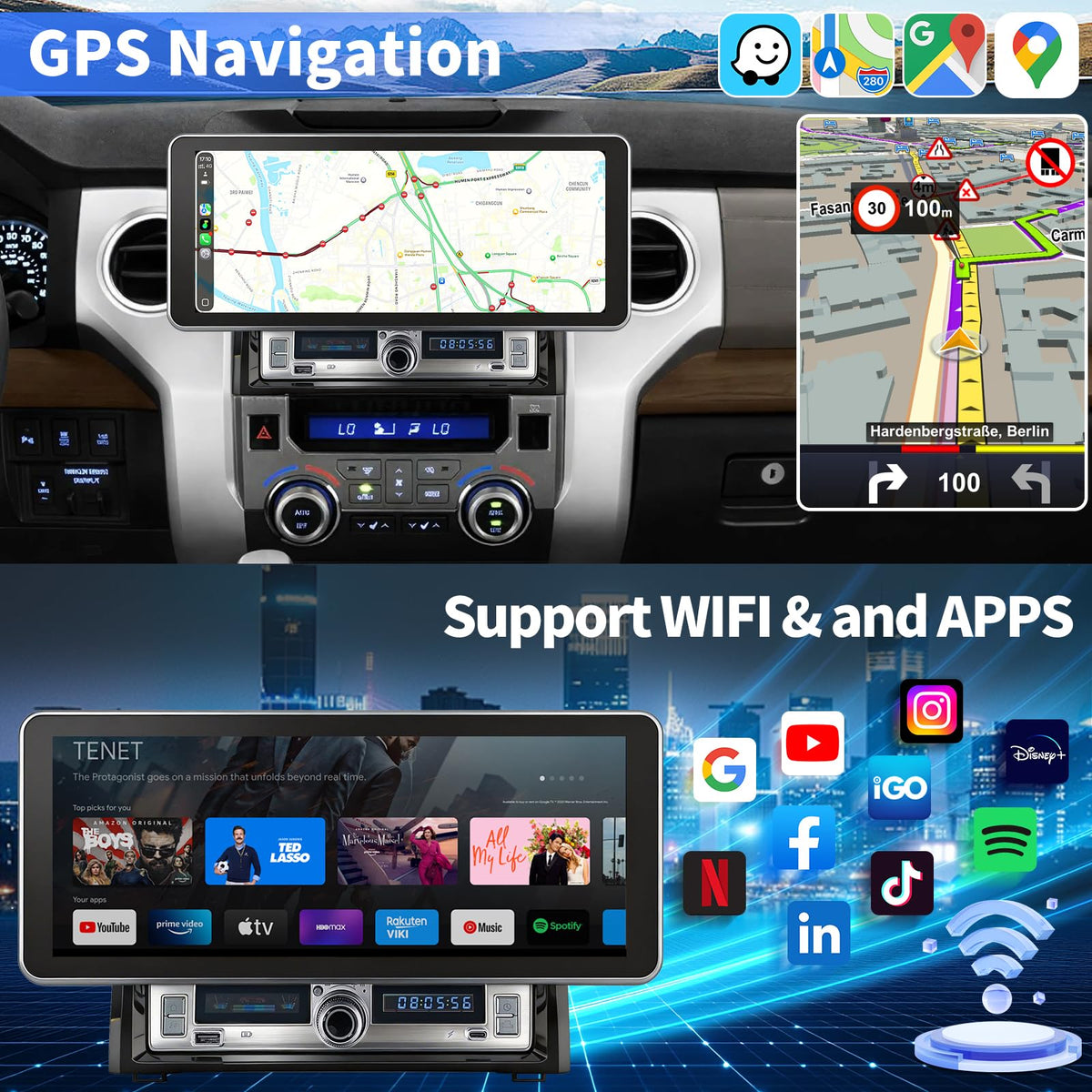 12.3 inch Car Radio for Toyota Tundra 2014-2021 Upgrade Carplay