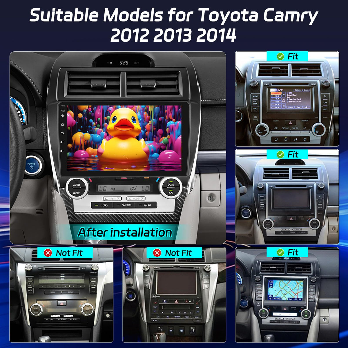 [8 Core 4+64] Android 13 Car Stereo for Toyota Camry 2012 2013 2014-10 inch IPS Touchscreen Radio with Carplay & Android Auto - 4G SIM Card/DSP 32EQ / FM AM RDS/Bluetooth 5.1 + AHD Backup Camera