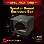 QPower QBOMB15HP Single 15" Vented Side-Ported Subwoofer Box, 32 Hz