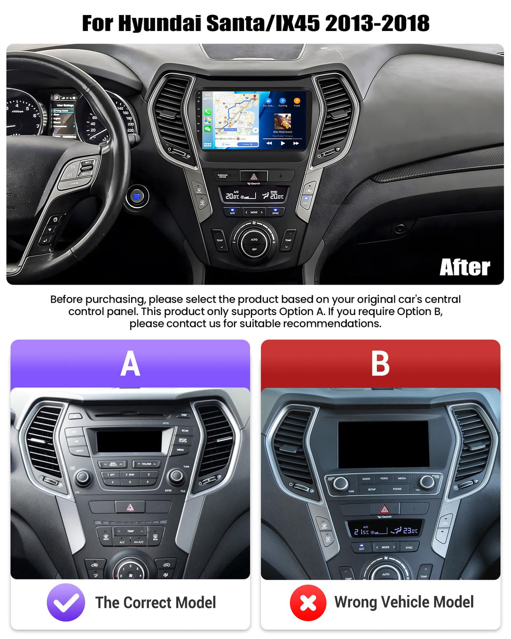 [8 Core 6G+128G] Android 15 Car Stereo for Hyundai Santa/IX45 2013-2018