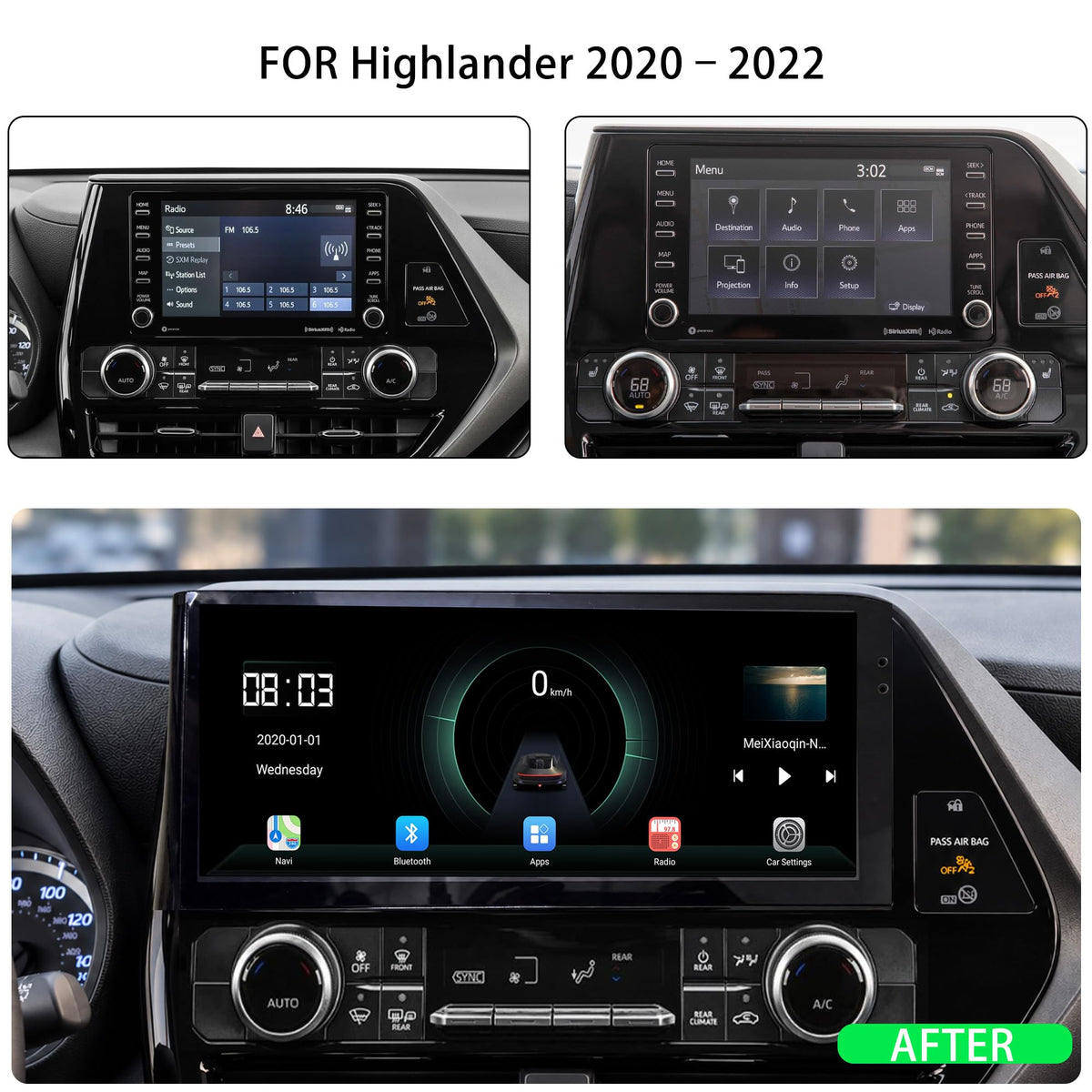12.3 inch Android Smart System for Highlander Upgrade 2020-2023