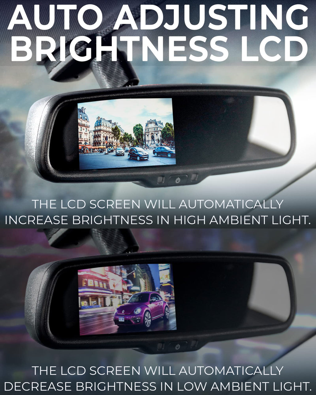 Master Tailgaters 10.5" OEM Rear View Mirror with 4.3" LCD Screen + OnStar Buttons for Existing Wiring | Rearview Universal Fit | Auto Adjusting Brightness LCD | Anti Glare | Full Mirror Replacement