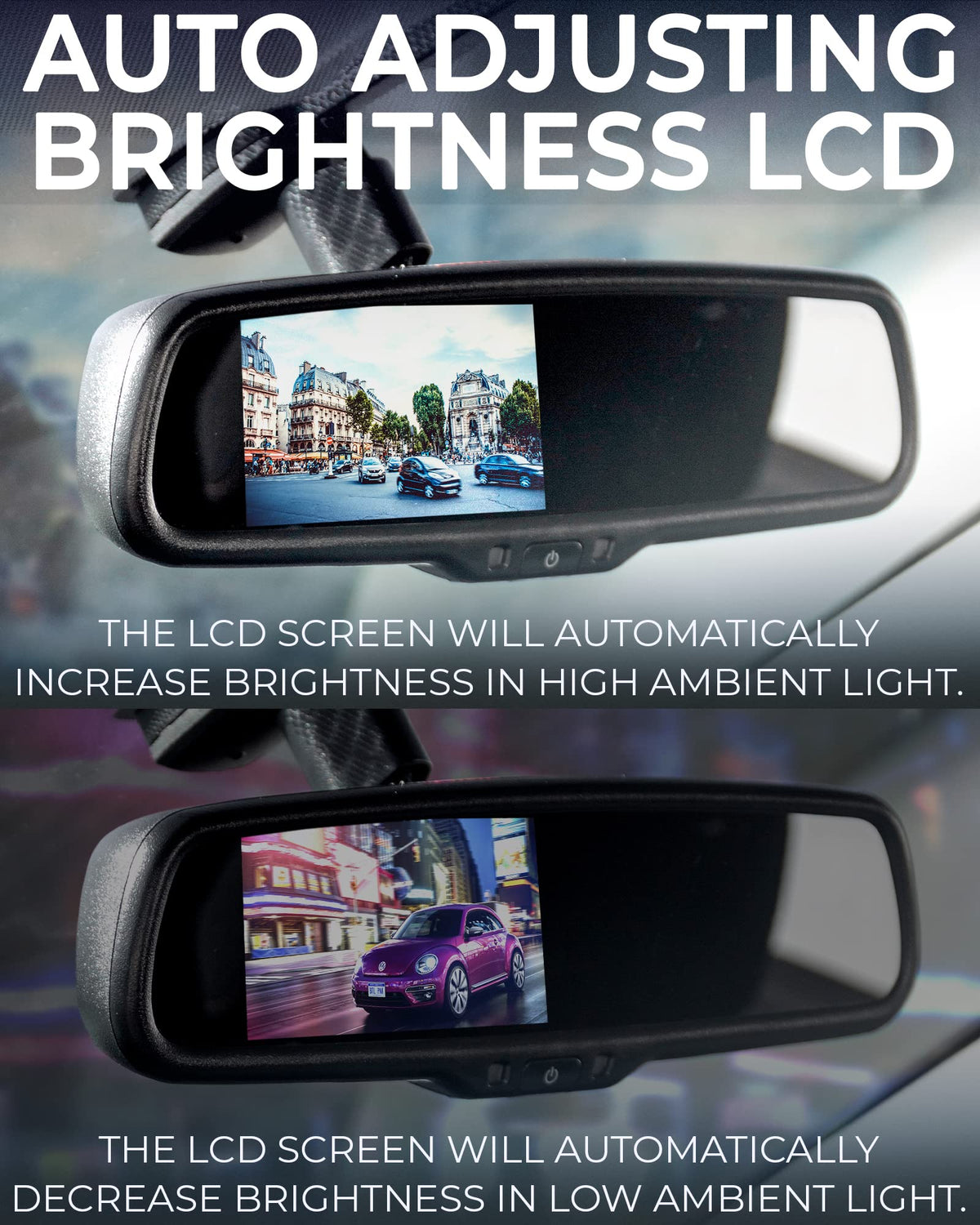 Master Tailgaters 10.5" OEM Rear View Mirror with 4.3" LCD Screen + OnStar Buttons for Existing Wiring | Rearview Universal Fit | Auto Adjusting Brightness LCD | Anti Glare | Full Mirror Replacement