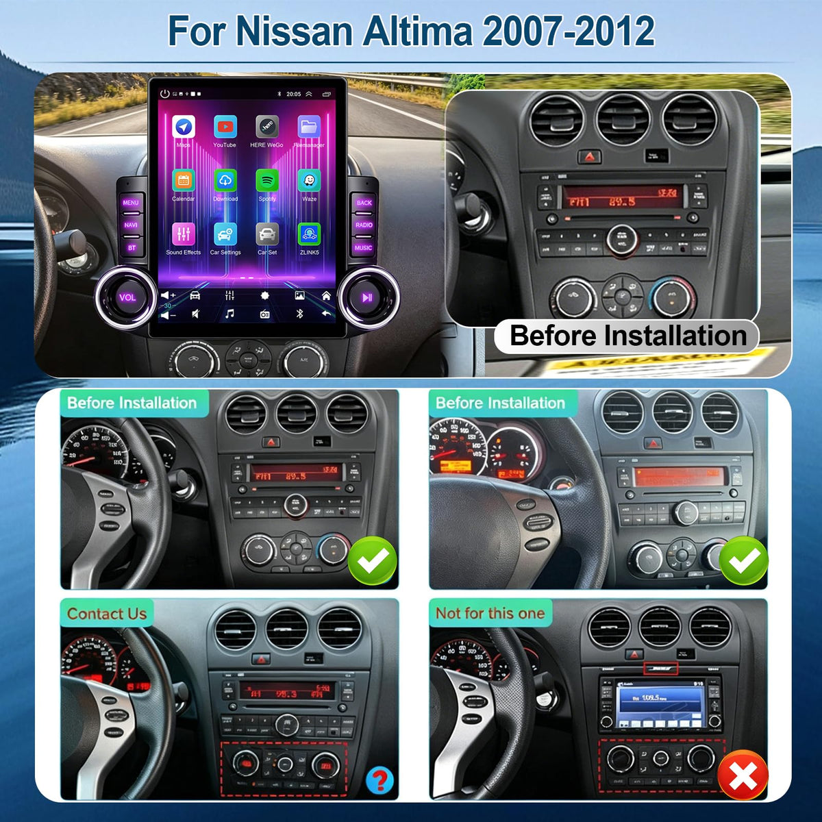 Car Stereo Radio for Nissan Altima 2007-2012 with Carplay/Android Auto
