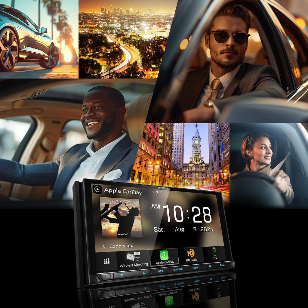 KENWOOD DMX958XR EXCELON Reference 6.8" Full HD Capacitive Touchscreen Car Stereo Receiver, Wireless Apple Carplay/Android Auto, Bluetooth, AM/FM HD Radio, MP3 Player, USB Port, Double DIN, SiriusXM