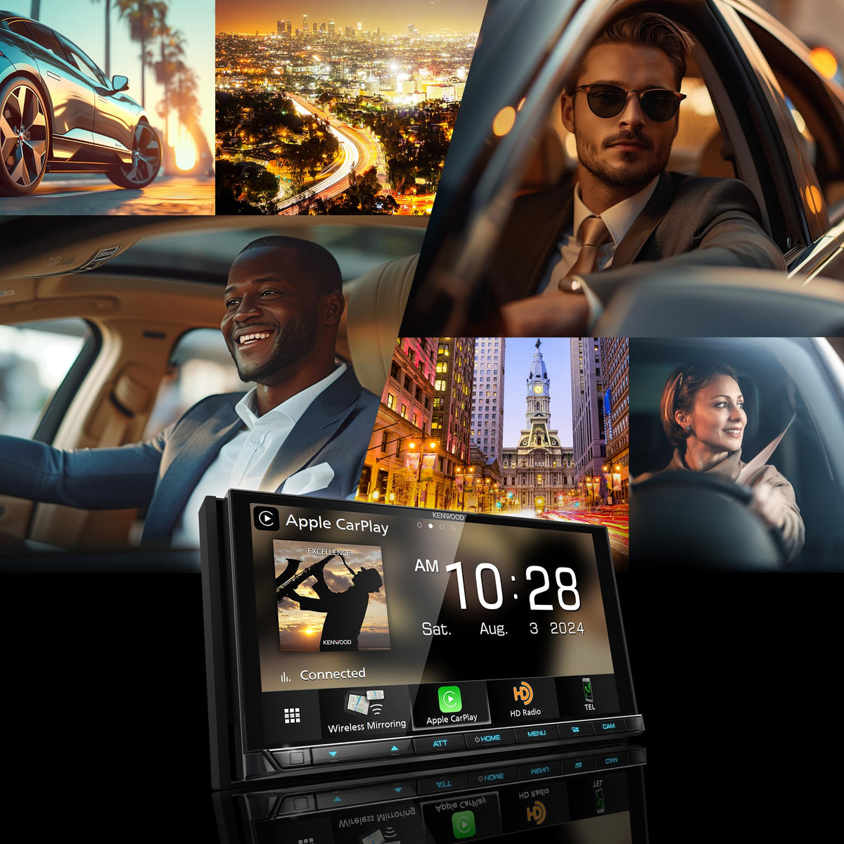 KENWOOD DMX958XR EXCELON Reference 6.8" Full HD Capacitive Touchscreen Car Stereo Receiver, Wireless Apple Carplay/Android Auto, Bluetooth, AM/FM HD Radio, MP3 Player, USB Port, Double DIN, SiriusXM