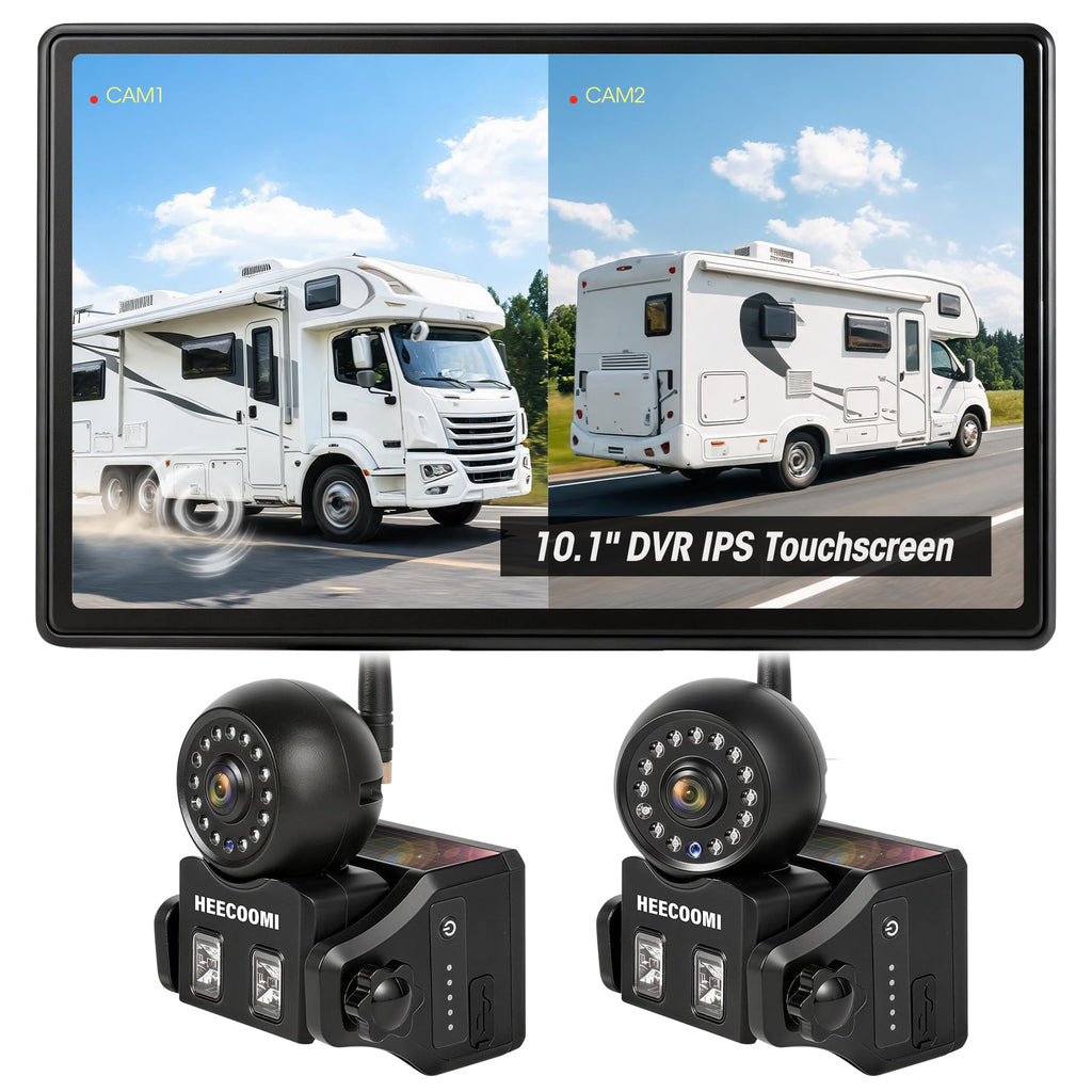 360° Adjustable Magnetic Solar Wireless Backup Camera System – 7" 1080P Touchscreen, DVR Recording, IP69K Waterproof, Auto-Sleep & Night Vision for RV, Truck, Trailer, SUV & Camper, ART2