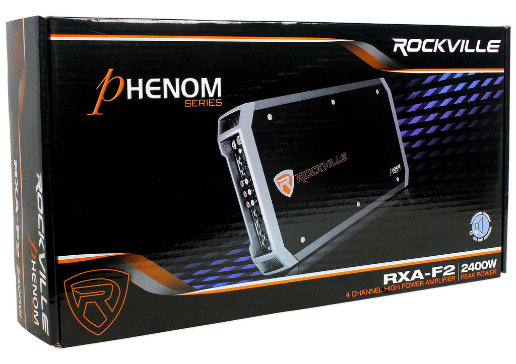 Rockville RXA-F2 4-Channel Car Amplifier Bundle with 4 AWG Wiring Kit