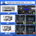 10.1in Double-Knob Touchscreen Android 13 Car Stereo Radio for Honda Civic 2016-2020 (2G+64G) with Wireless CarPlay, Android Auto, Mirror Link, Bluetooth, FM, GPS Navigation, WiFi, HiFi Function, SWC