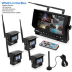 Pyle Wireless Backup Rearview Dash Camera - Waterproof Car Parking Rear View Reverse Safety Vehicle Monitor System W/Quad View 7” Video LCD, DVR Recording, Night Vision - Remote Control - PLCMTR83QIR